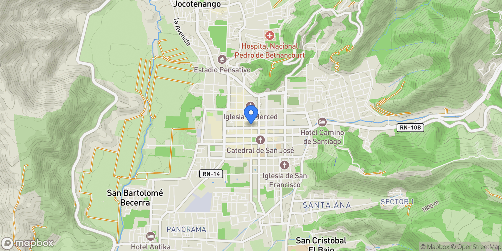 Map showing 5a Avenida Norte, Antigua Guatemala, Guatemala, Antigua Guatemala, Sacatepéquez Department, Guatemala.