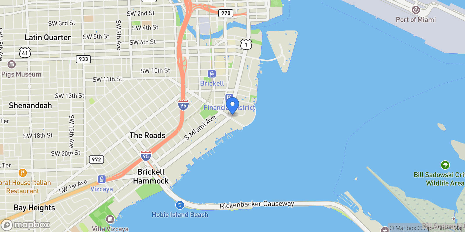 Map showing 1451 Brickell Ave, Miami, Florida, United States.