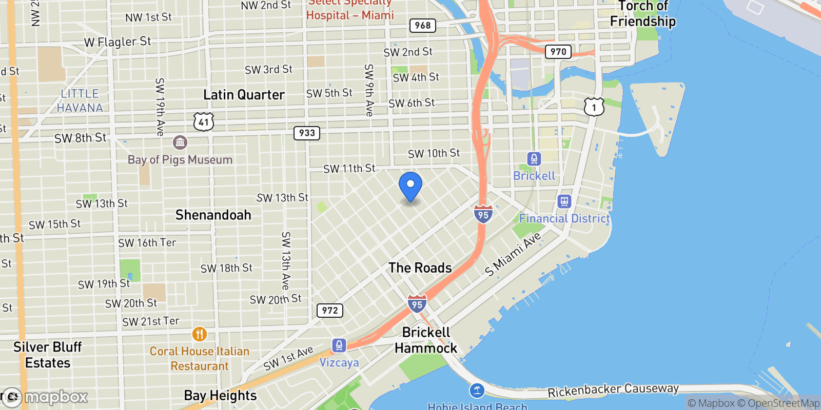 Map showing 452 SW 21st Rd, Miami, Florida, United States.