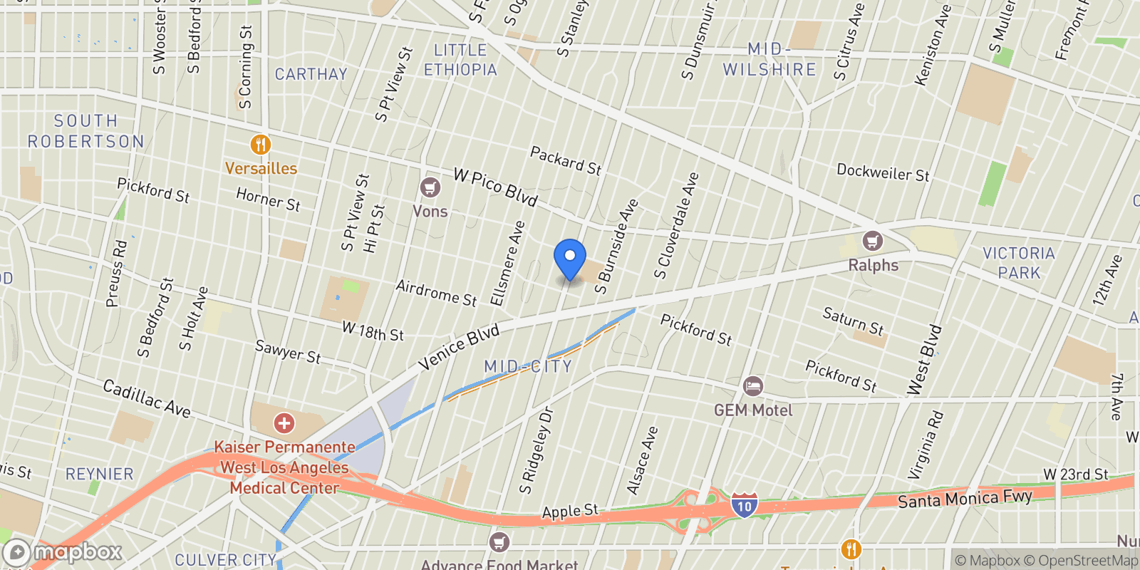 Map showing 1558 Hauser Boulevard, Los Angeles, California, United States.