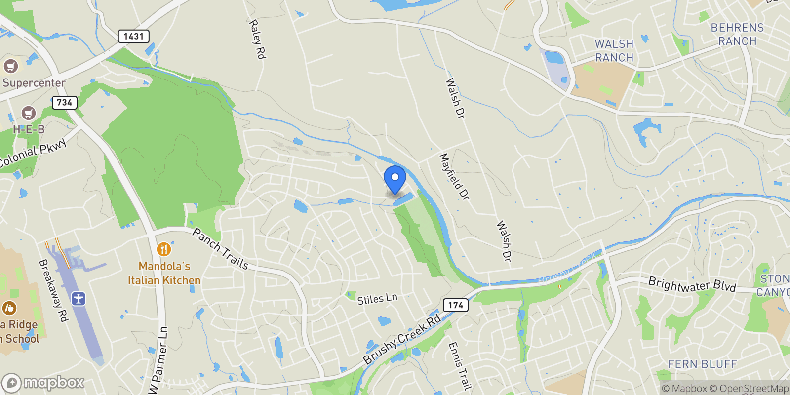 Map showing 4518 Zacharys RUN, Cedar Park, Texas, United States.