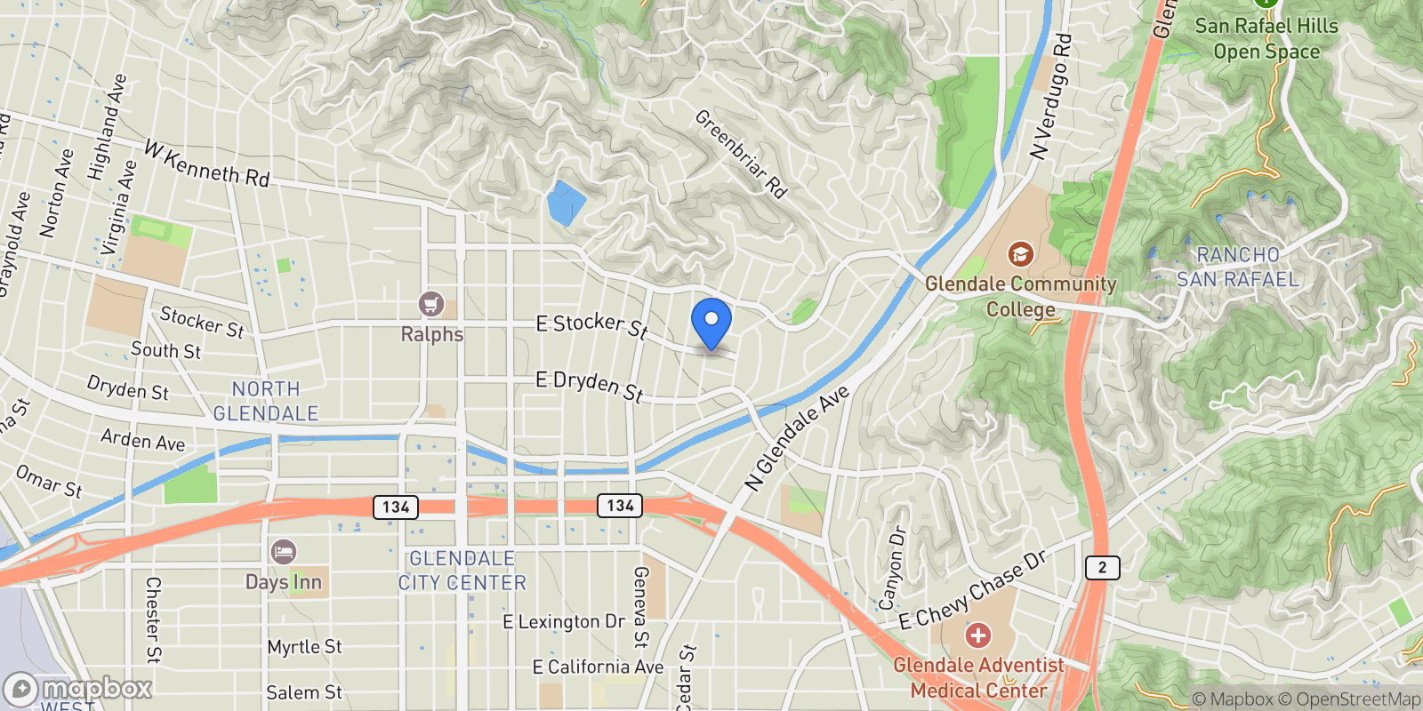 Map showing 1148 Cordova Avenue, Glendale, California, United States.