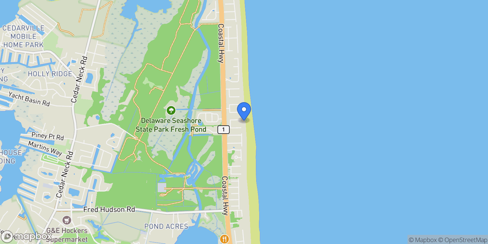 Map showing 40220 Sugar Hill Road, Bethany Beach, DE 19930, Bethany Beach, Delaware, United States.