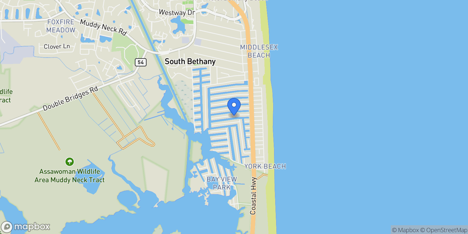 Map showing 124 Layton Drive, Bethany Beach, DE 19930, Bethany Beach, Delaware, United States.