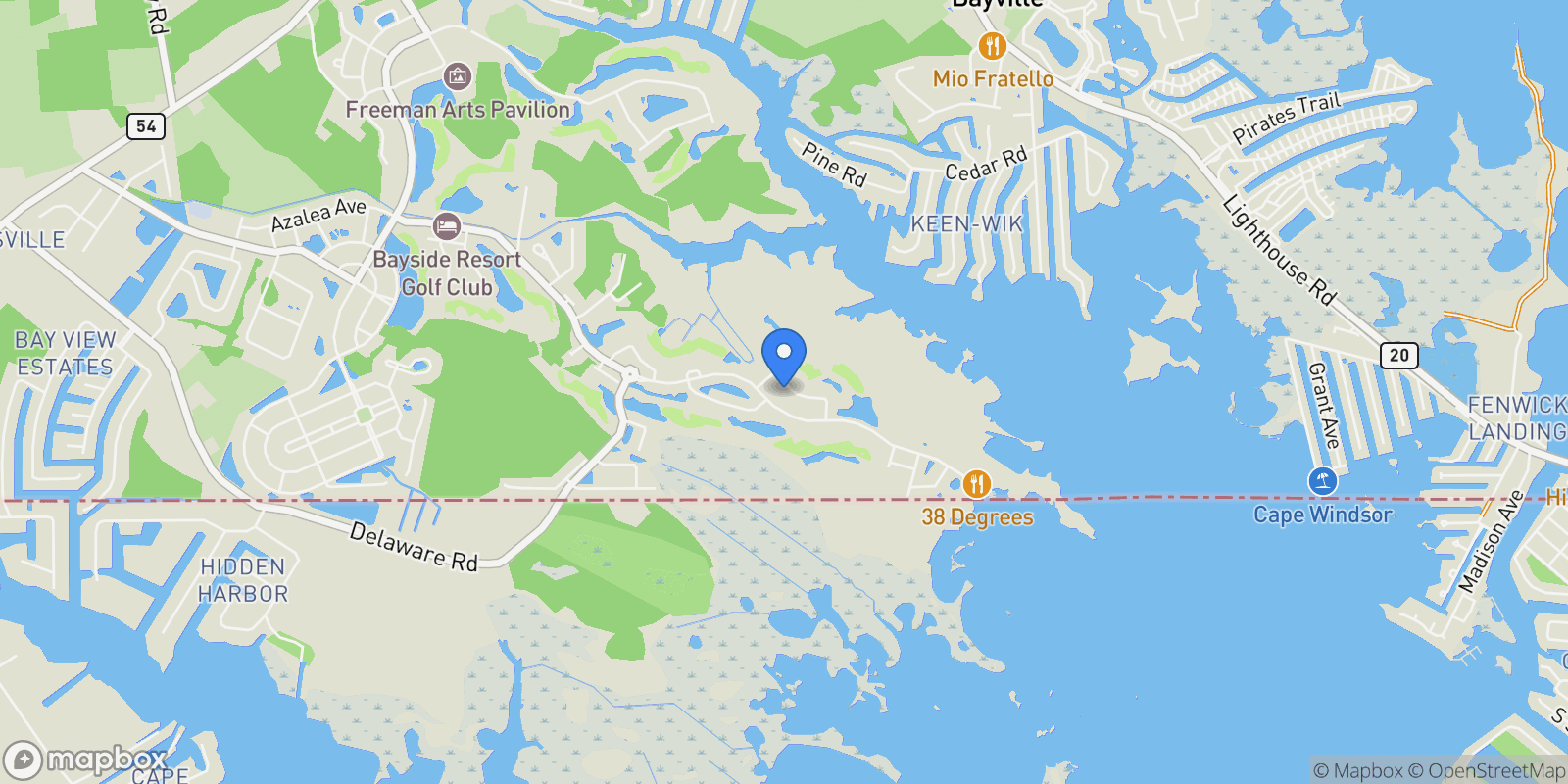 Map showing 22072 Seaport Square, Selbyville, DE 19975, Selbyville, Delaware, United States.