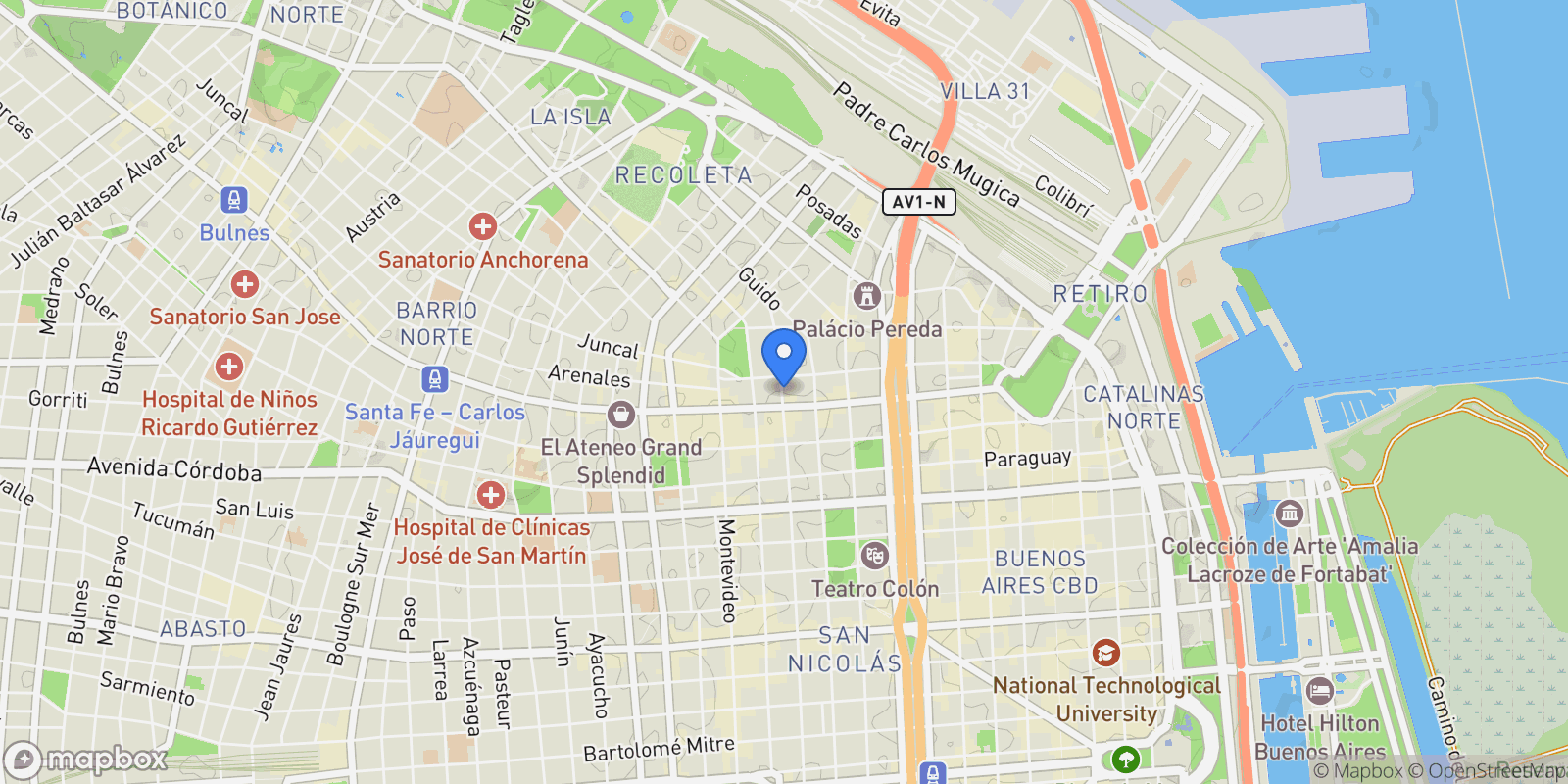 Map showing Uruguay al 1100, Recoleta, Buenos Aires, Buenos Aires, Argentina.