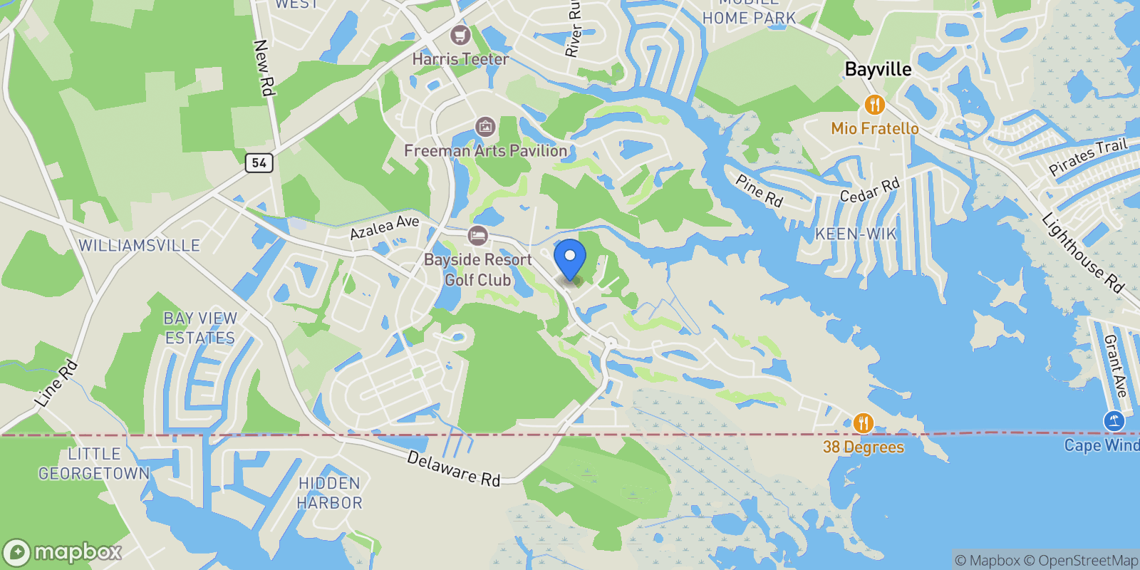 Map showing 26388 Seabreeze Landing, Selbyville, DE 19975, Selbyville, Delaware, United States.