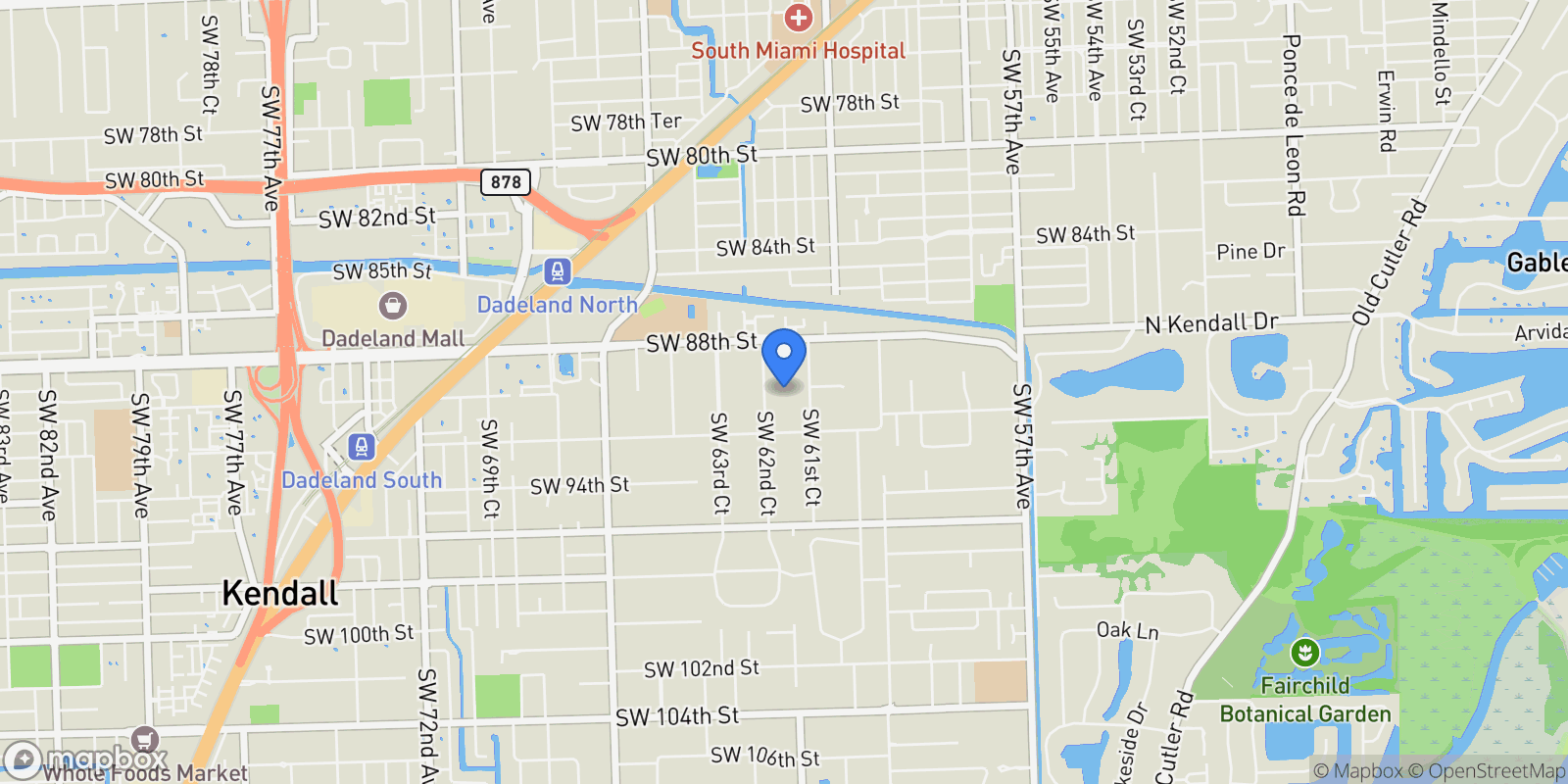 Map showing 8961 SW 62nd Ct, Coral Gables, Florida, United States.