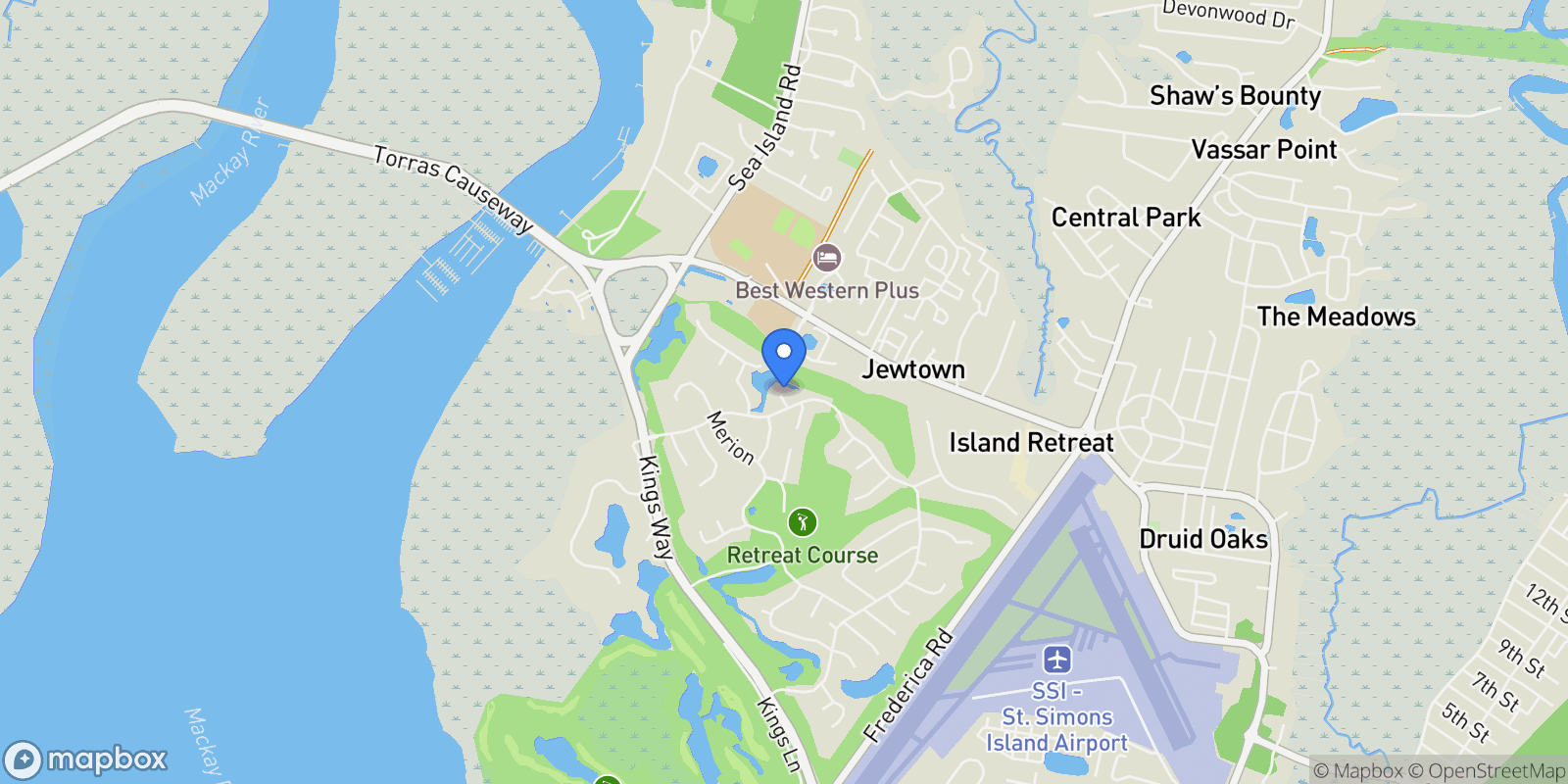 Map showing St. Simons, Georgia, United States.