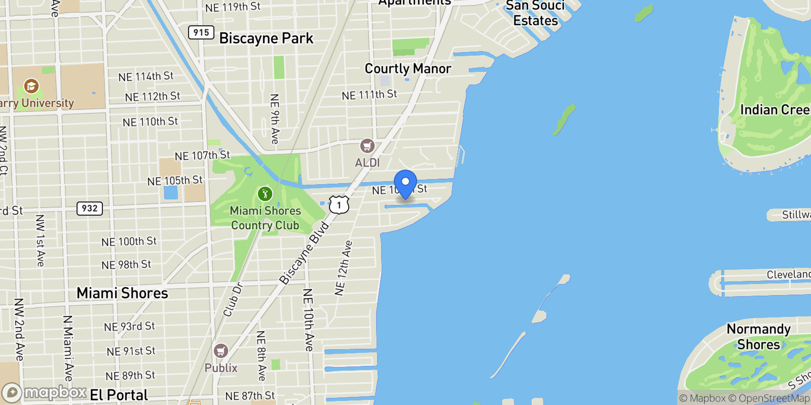 Map showing 1370 NE 103rd St, Miami, Florida, United States.