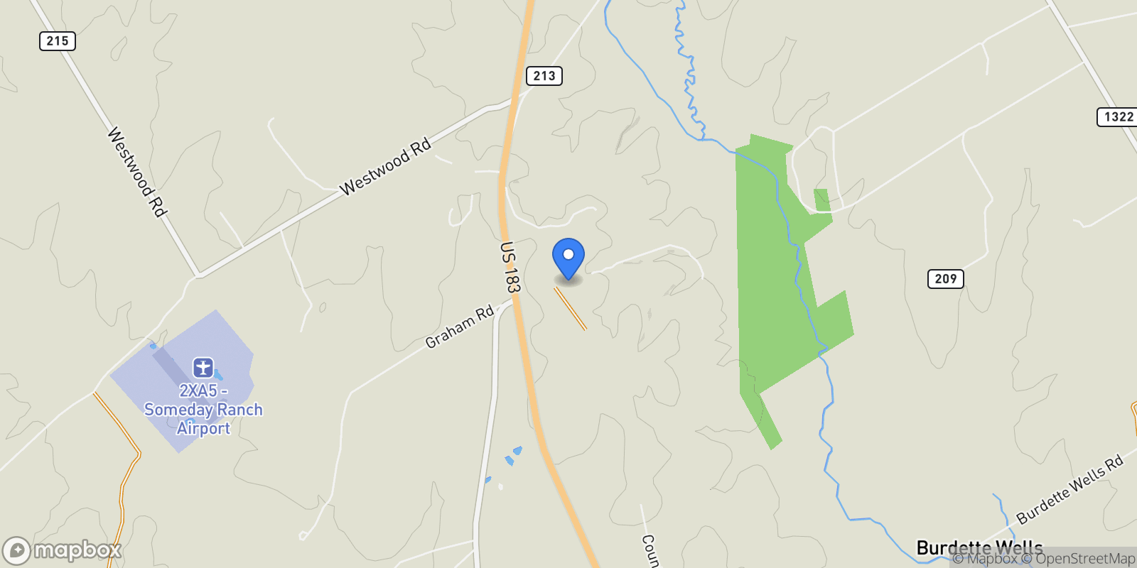 Map showing 227 Henderson LN, Lockhart, Texas, United States.