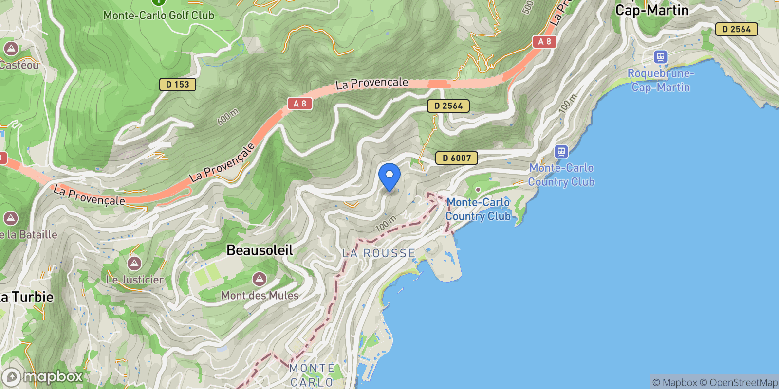 Map showing Beausoleil, Provence-Alpes-Côte d'Azur, France.