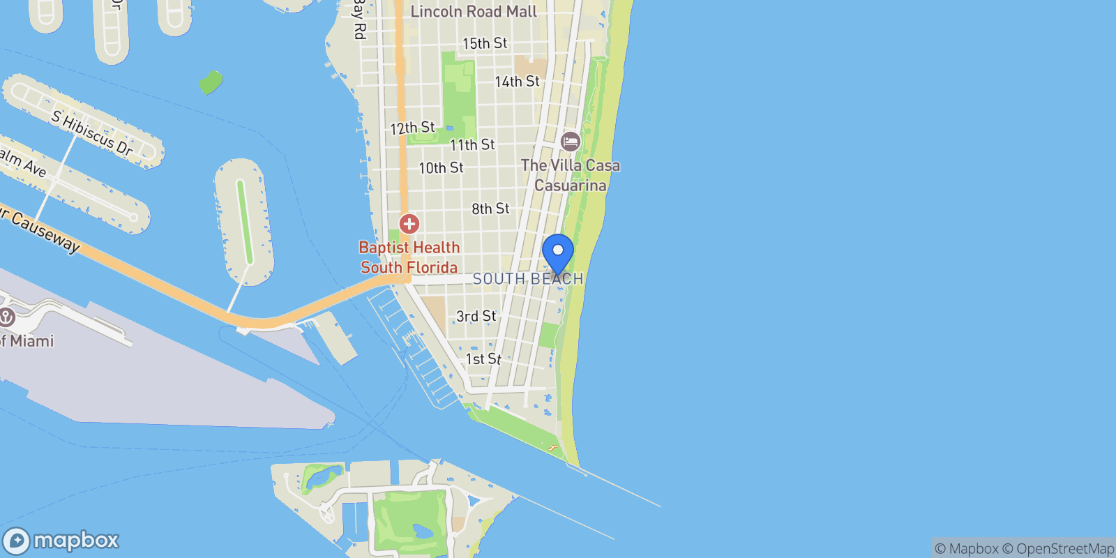 Map showing 465 Ocean Dr, Miami Beach, Florida, United States.