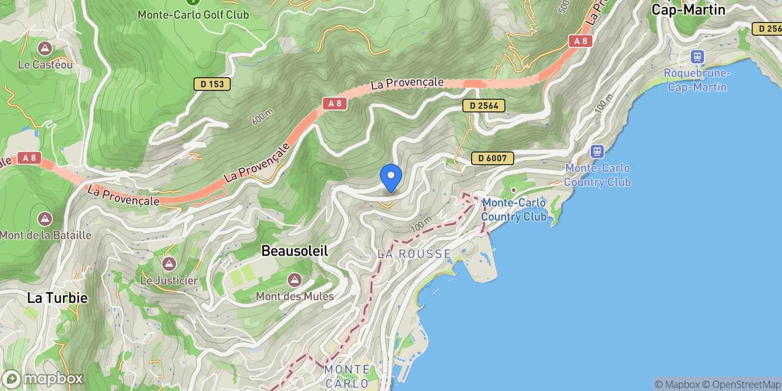 Map showing Beausoleil, Provence-Alpes-Côte d'Azur, France.