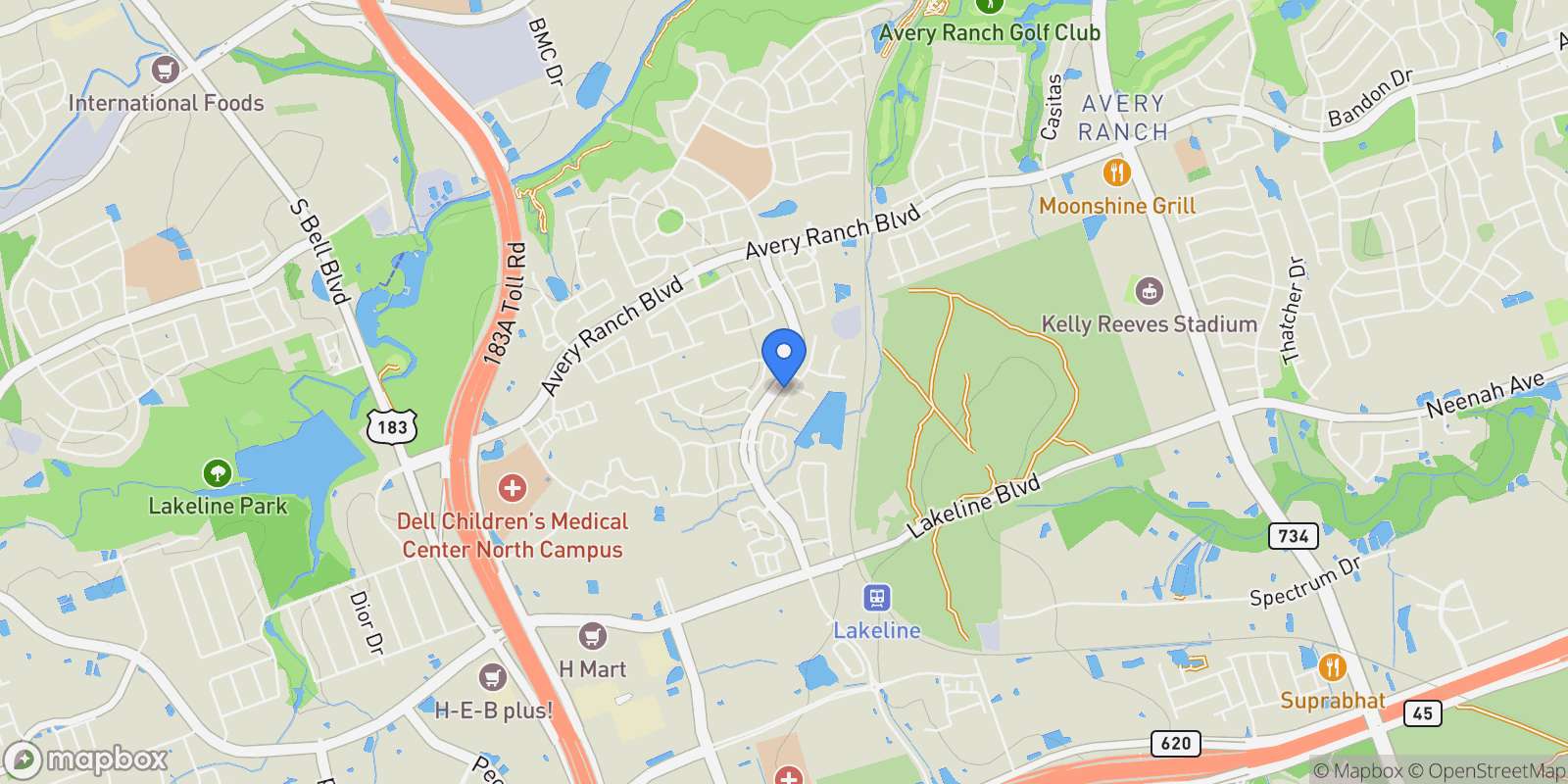 Map showing 14016 Tyburn TRL, Austin, Texas, United States.