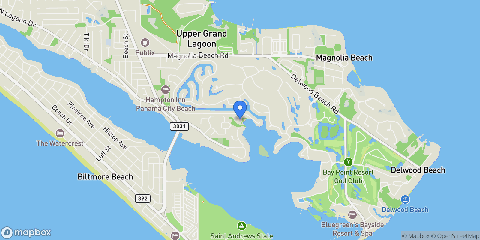 Map showing 3207 Swordfish Drive, Panama City Beach, Florida, United States.