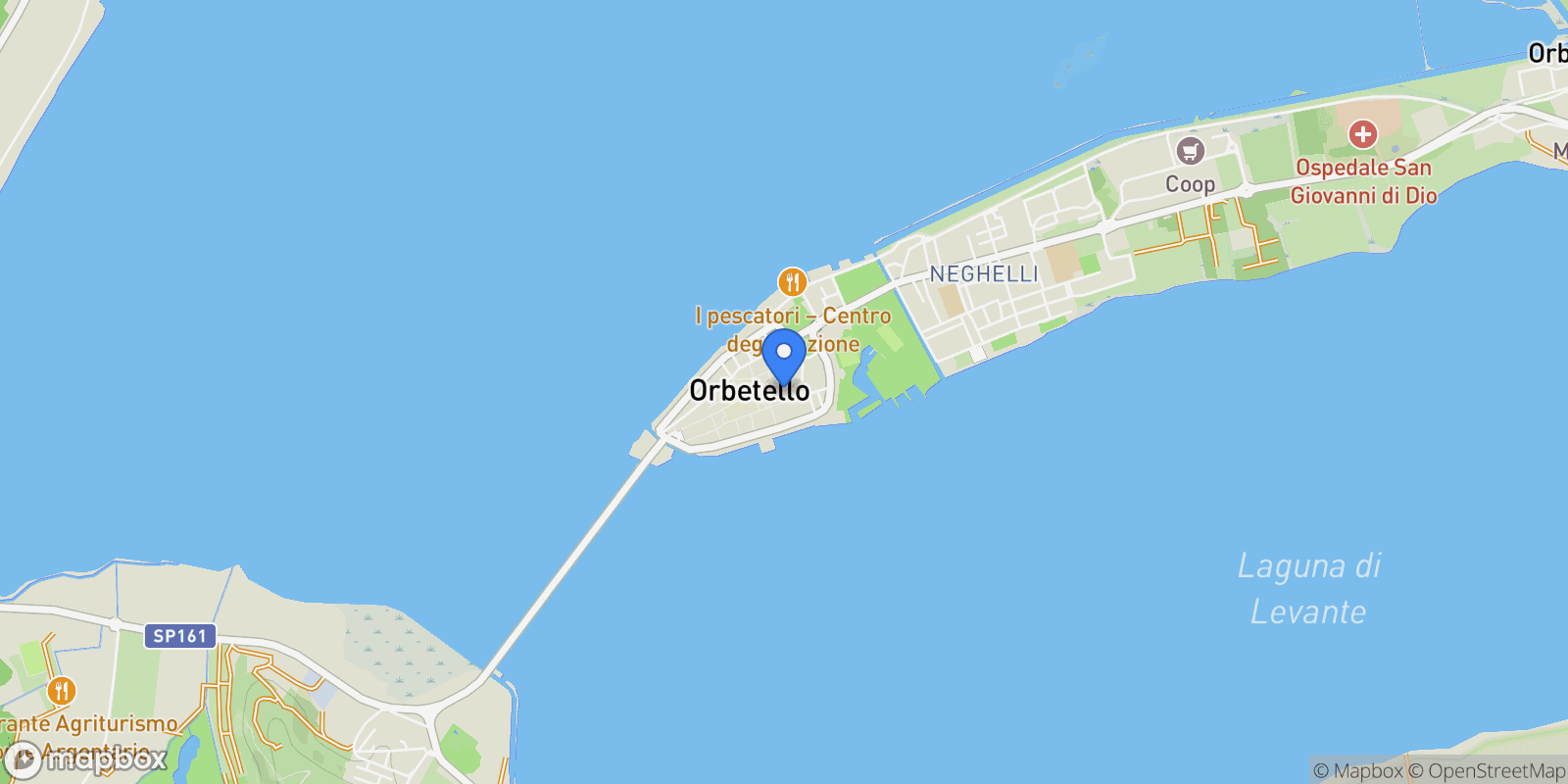 Map showing Via Farini, Orbetello, Tuscany, Italy.