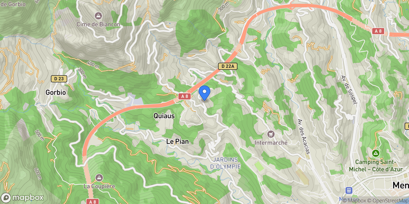 Map showing Sainte-Agnès, Provence-Alpes-Côte d'Azur, France.