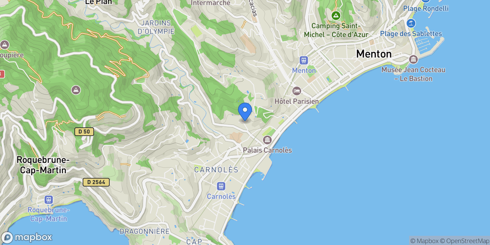 Map showing Menton, Provence-Alpes-Côte d'Azur, France.