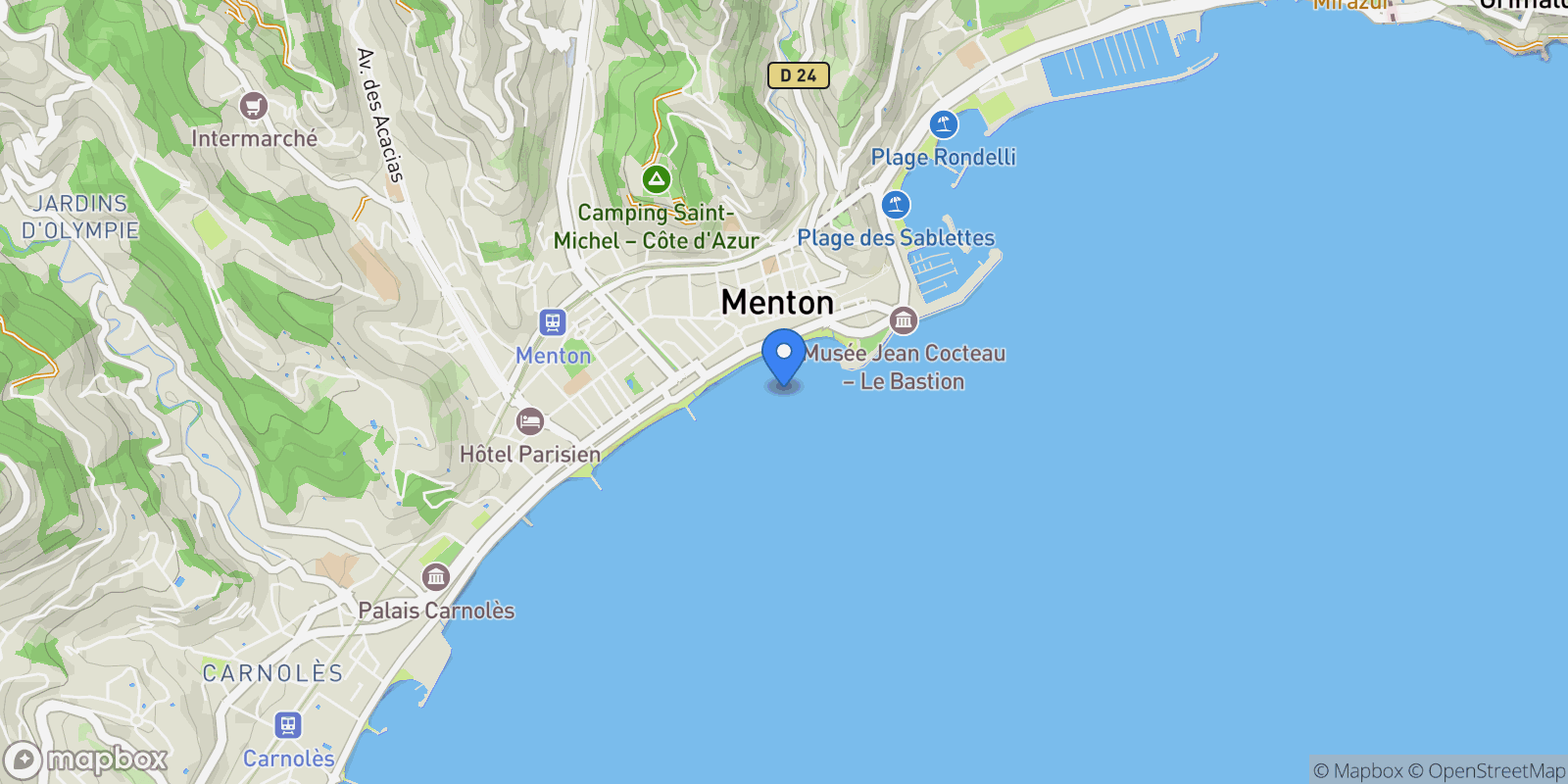 Map showing Menton, Provence-Alpes-Côte d'Azur, France.