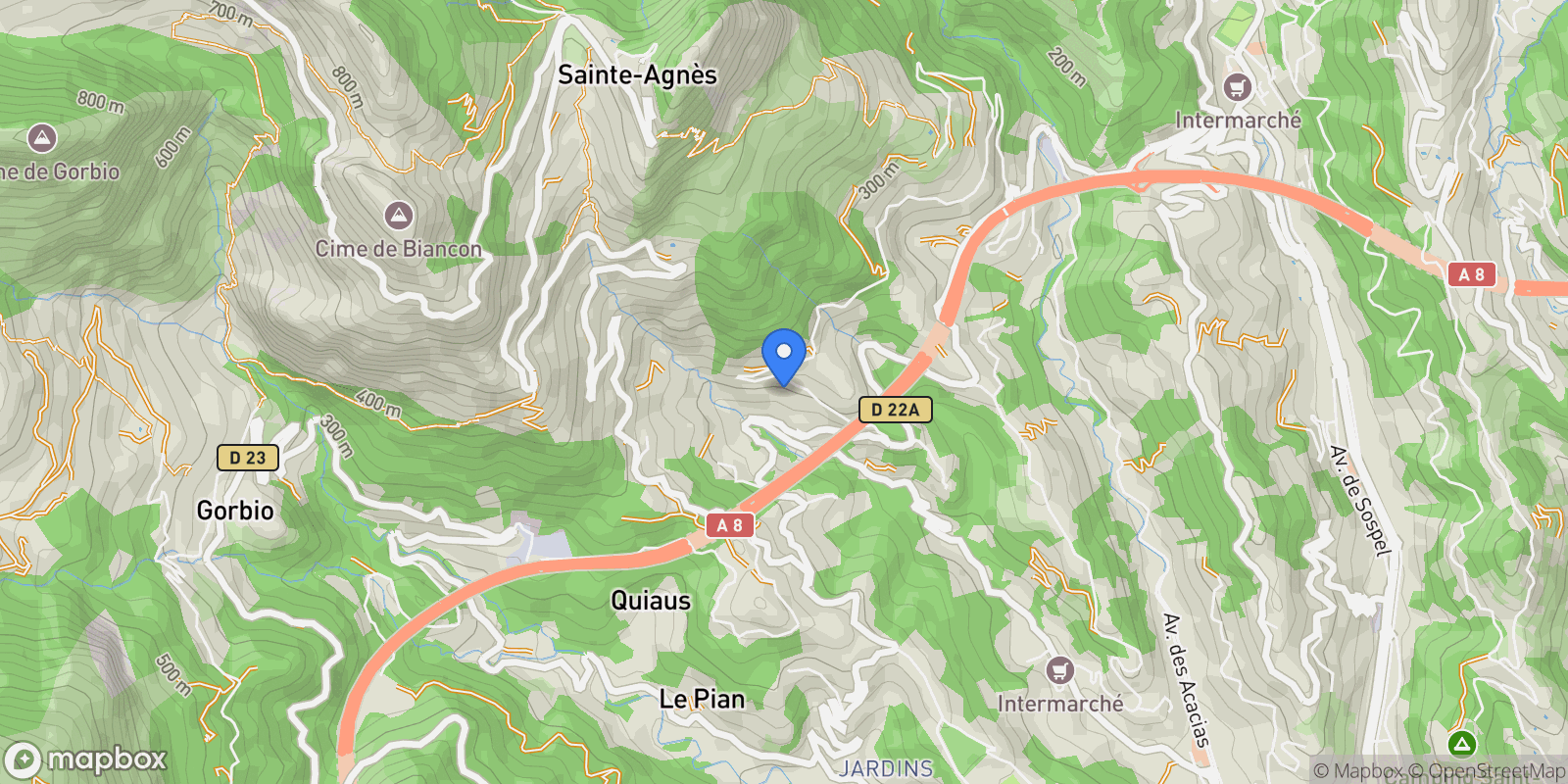 Map showing Sainte-Agnès, Provence-Alpes-Côte d'Azur, France.