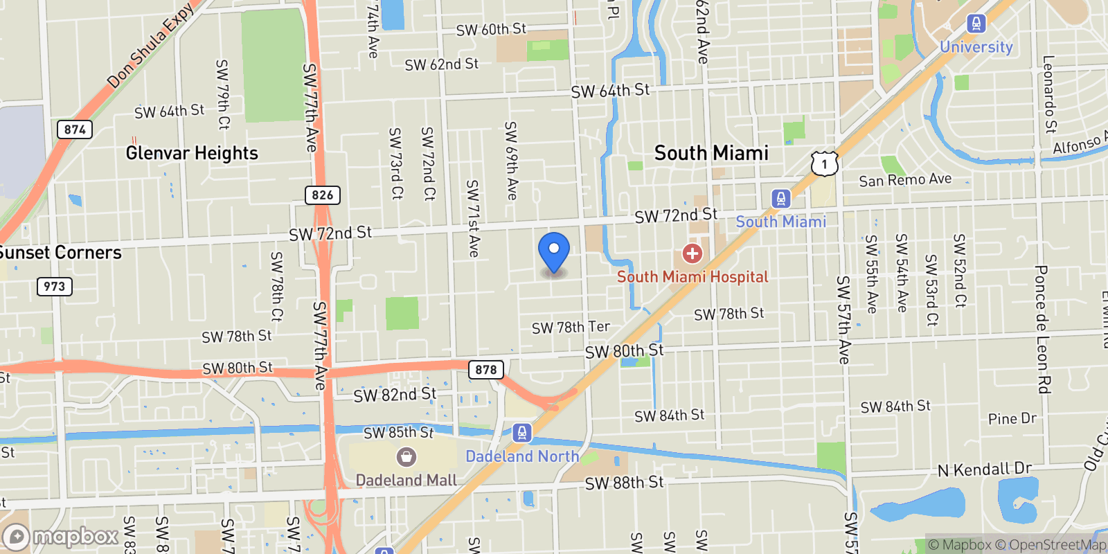 Map showing 6781 SW 75th Ter, Miami, Florida, United States.