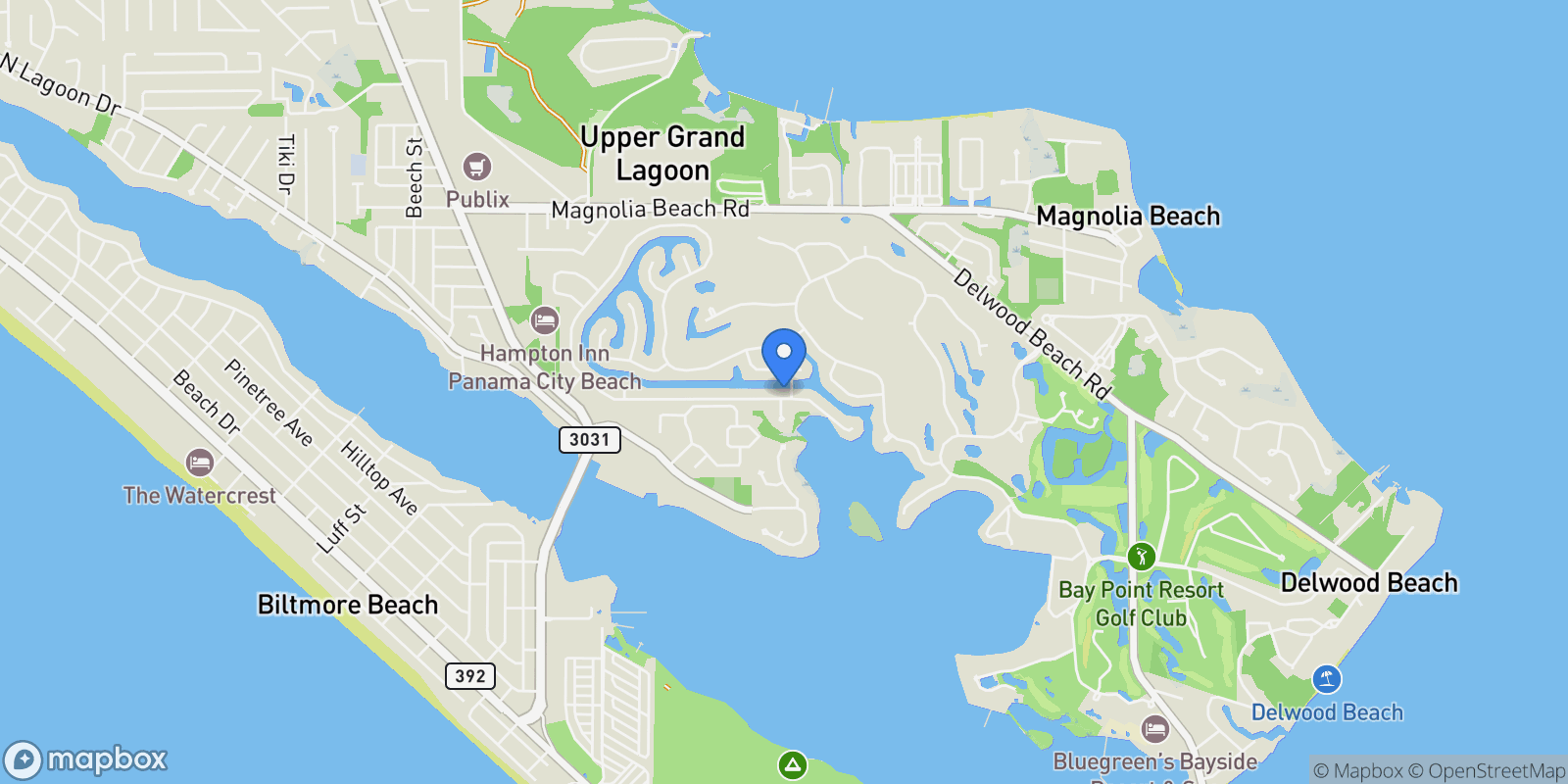 Map showing 539 Wahoo Road, Panama City Beach, Florida, United States.