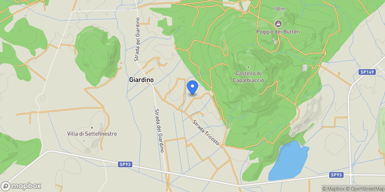 Map showing Strada del Giardino, Tuscany, Italy.