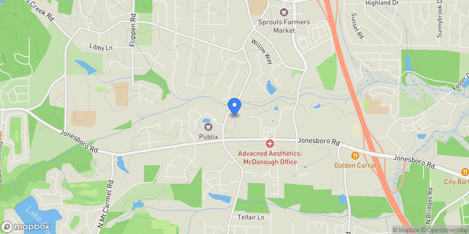 Map showing McDonough, Georgia, United States.