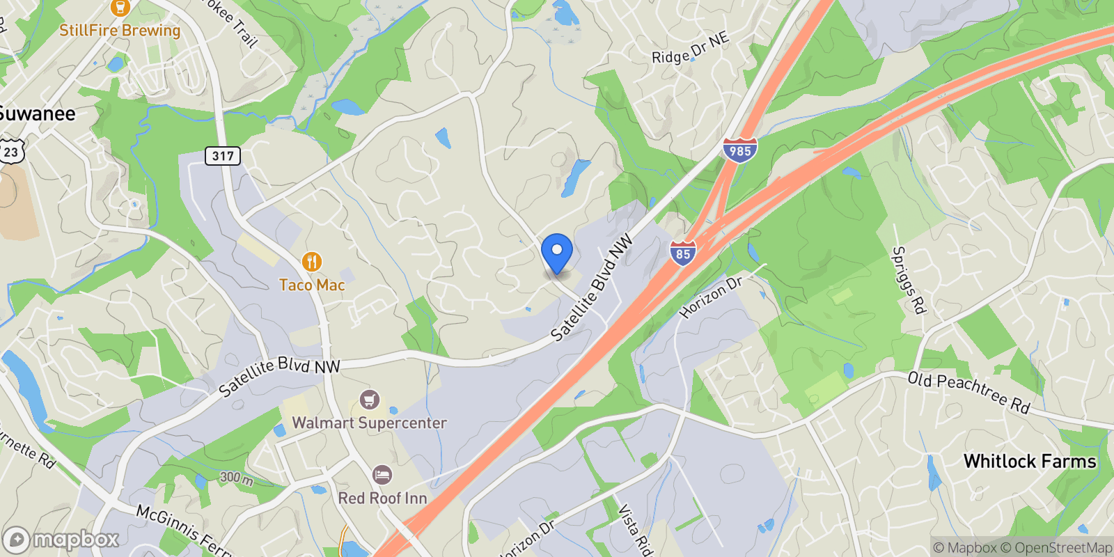 Map showing Suwanee, Georgia, United States.