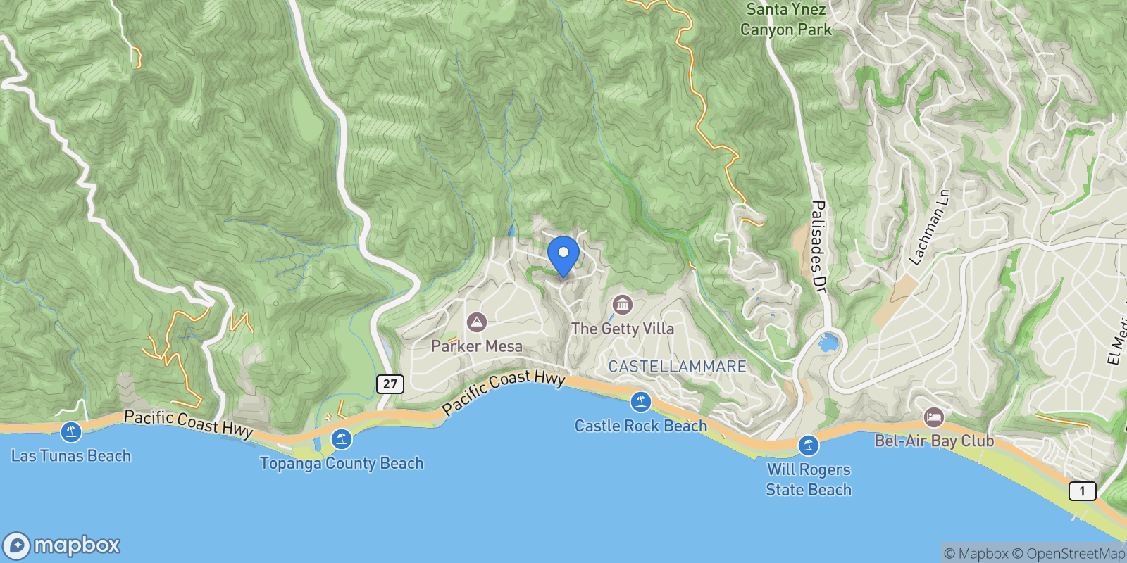Map showing 341 Surfview Drive, Los Angeles, California, United States.