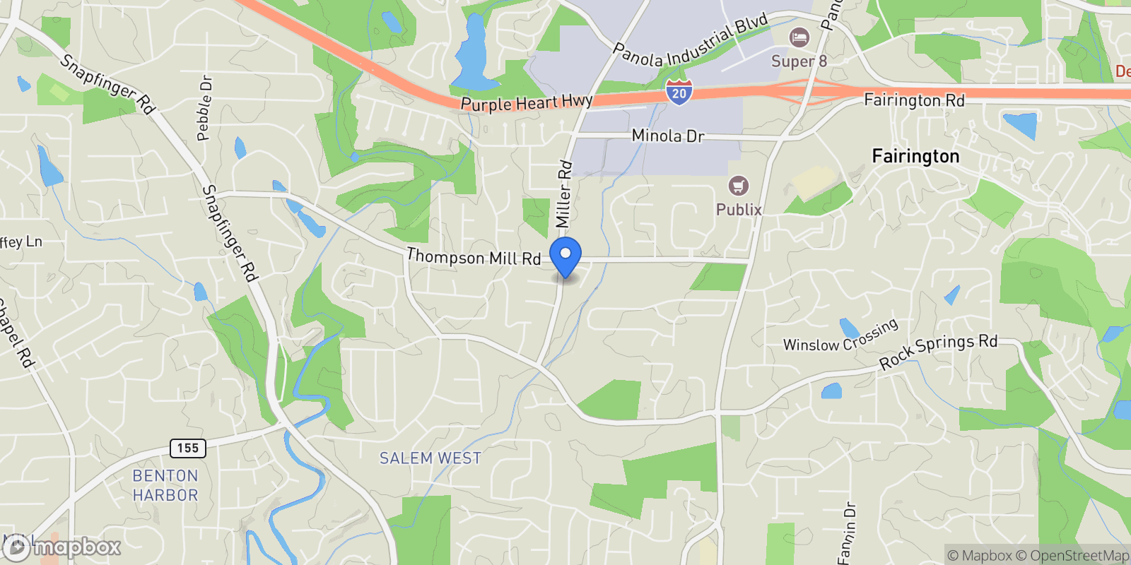 Map showing Stonecrest, Georgia, United States.