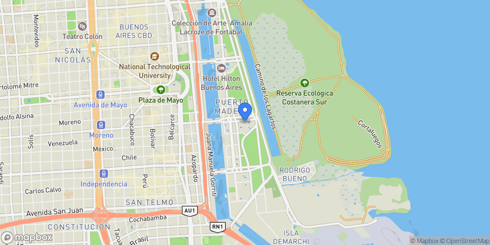 Map showing Azucena Villaflor al 500, Puerto Madero, Buenos Aires, Buenos Aires, Argentina.