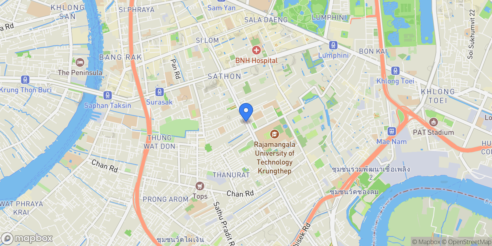 Map showing Bangkok, Sathon, Bangkok, Bangkok, Krung Thep Maha Nakhon, Thailand.