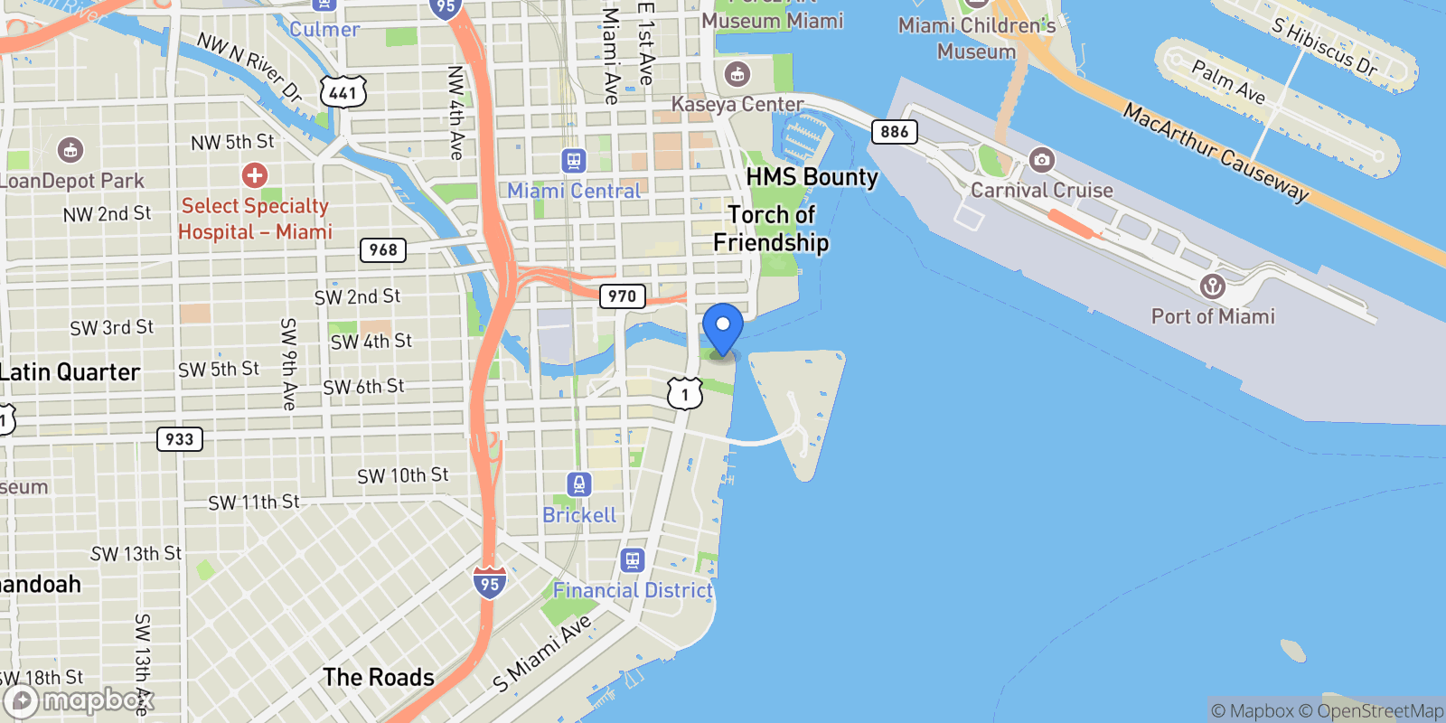 Map showing 465 Brickell Ave, Miami, Florida, United States.