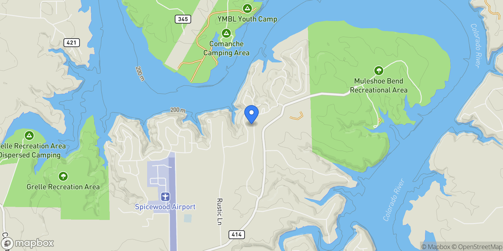 Map showing 1237 Ridge Harbor DR, Spicewood, Texas, United States.
