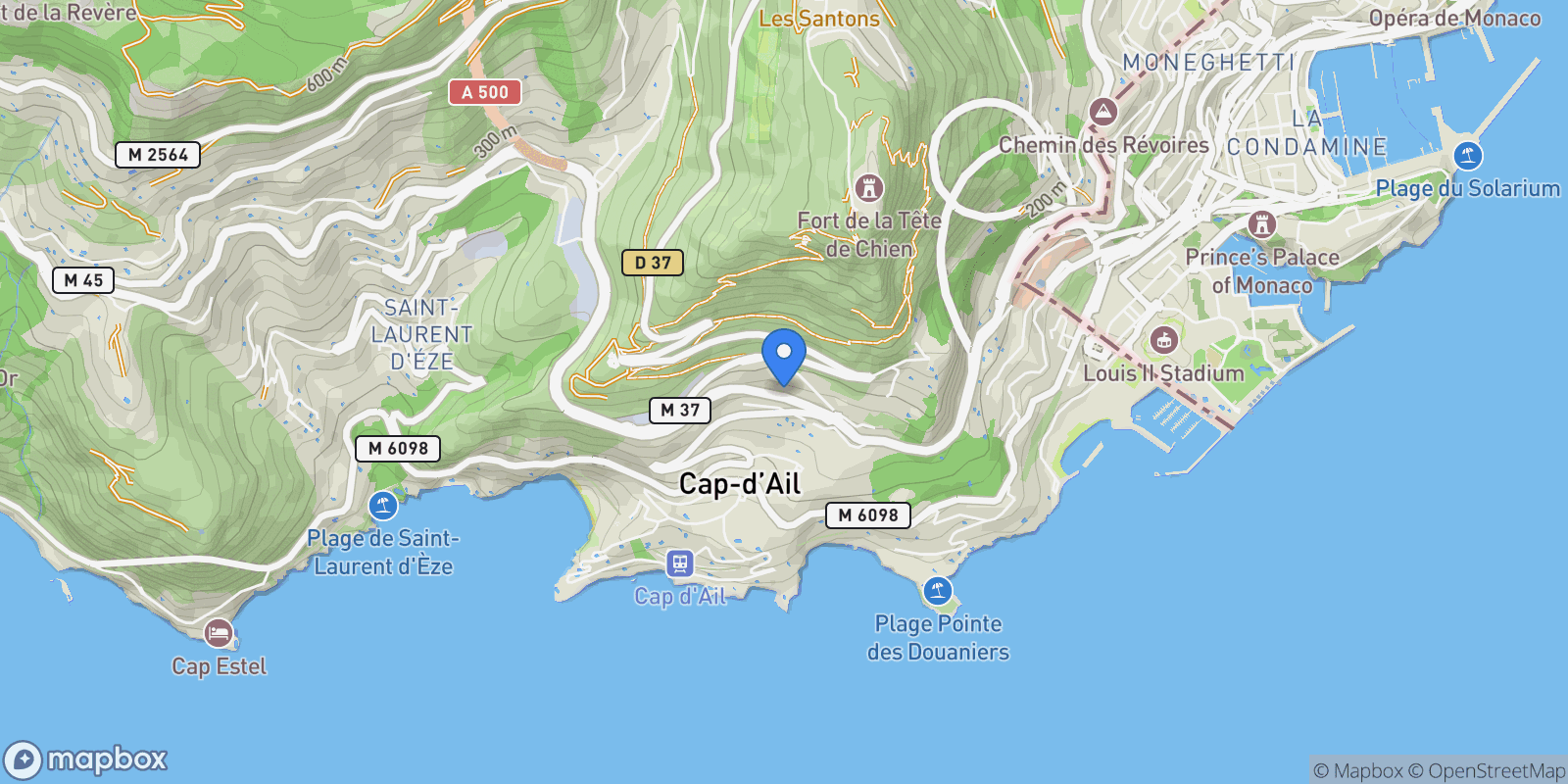 Map showing Cap-d'Ail, Provence-Alpes-Côte d'Azur, France.