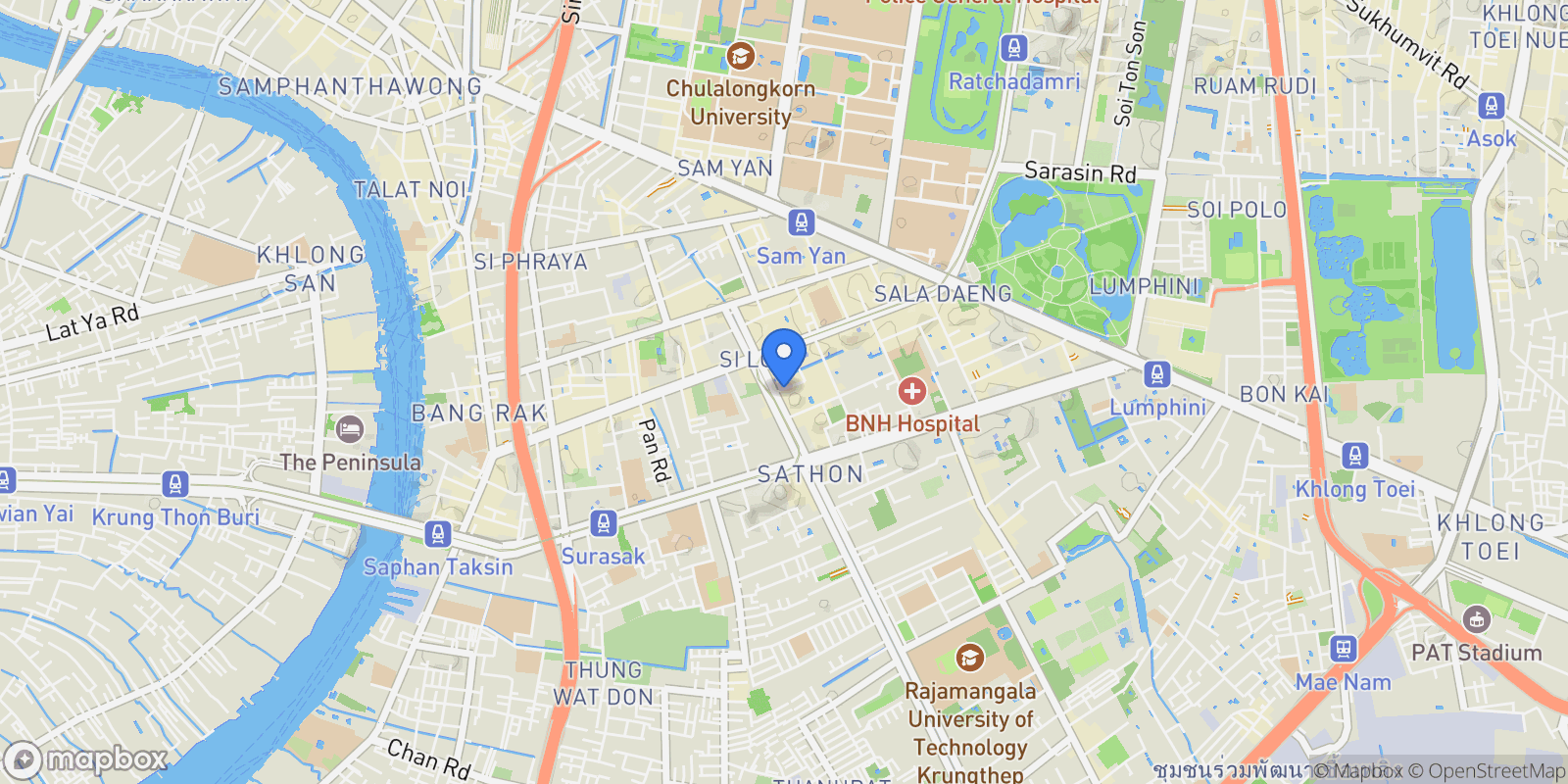 Map showing Bangkok, Silom, Bangkok, Bangkok, Bangkok, Thailand.
