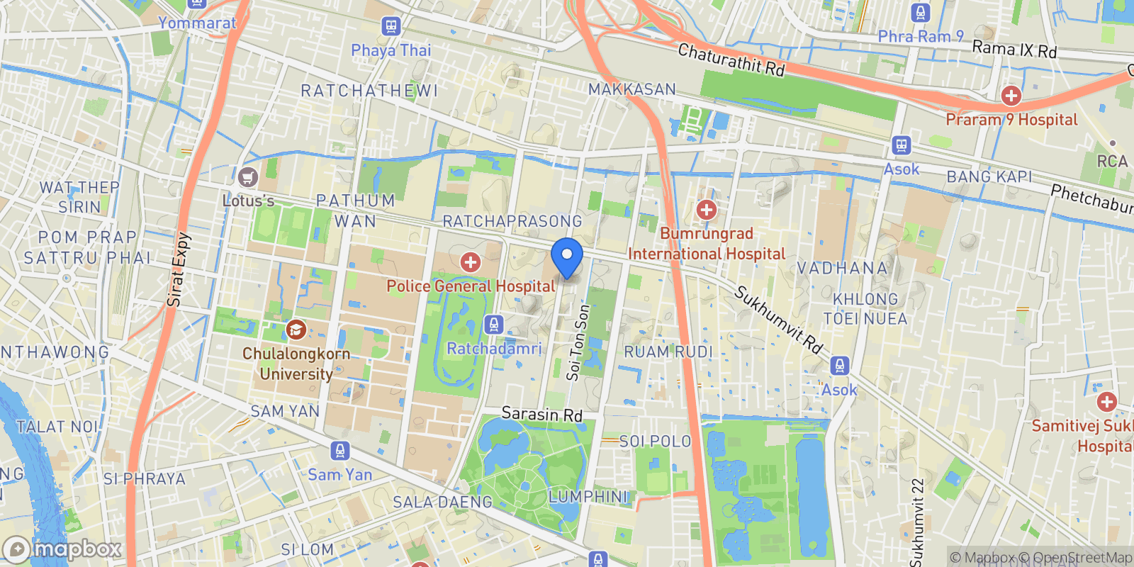 Map showing Bangkok, Langsuan, Bangkok, Bangkok, Krung Thep Maha Nakhon, Thailand.
