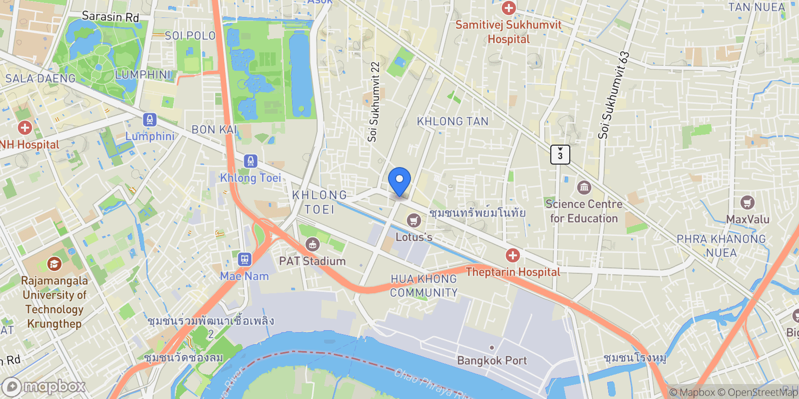 Map showing Bangkok, Khlong Toei, Bangkok, Bangkok, Krung Thep Maha Nakhon, Thailand.