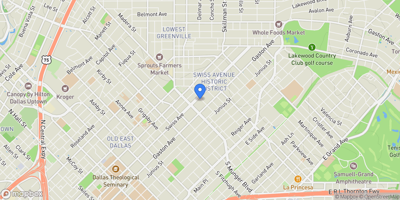 Map showing 5314 Swiss Avenue, Dallas, Texas, United States.