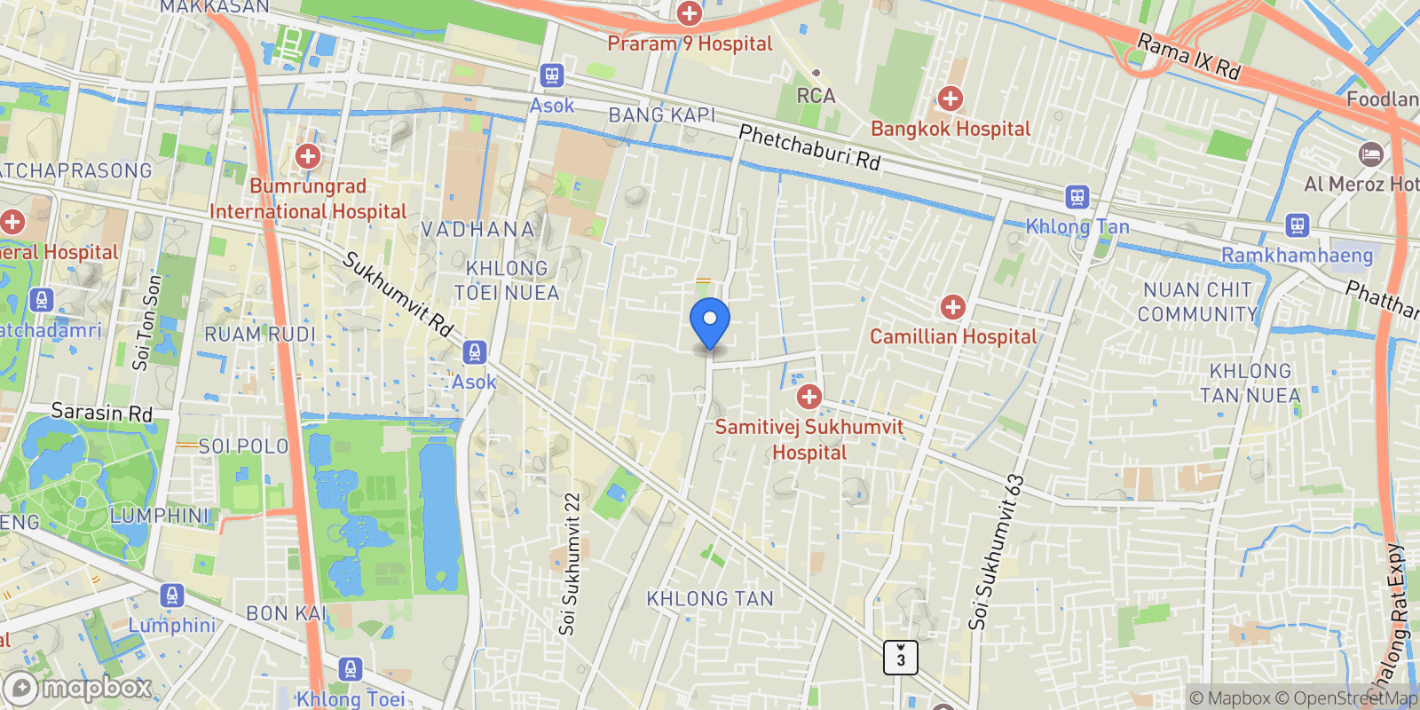Map showing Bangkok, Phrom Phong, Bangkok, Bangkok, Thailand.