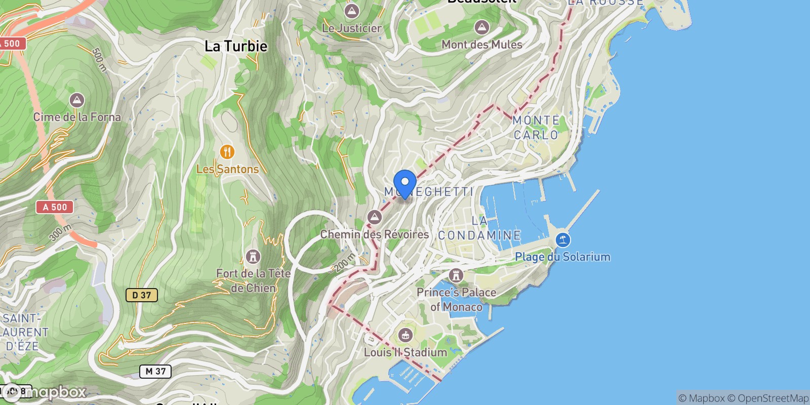 Map showing 14 bis rue Honoré Labande, Monaco, Monaco.