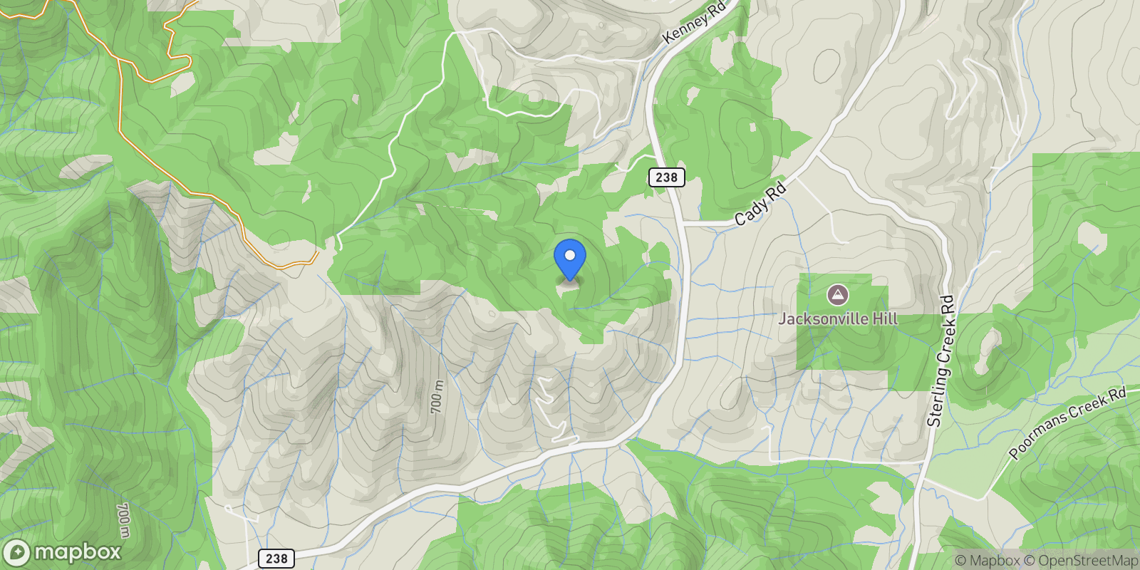 Map showing 2650 Hwy 238 Highway , Jacksonville, OR 97530, Applegate, Oregon, United States.
