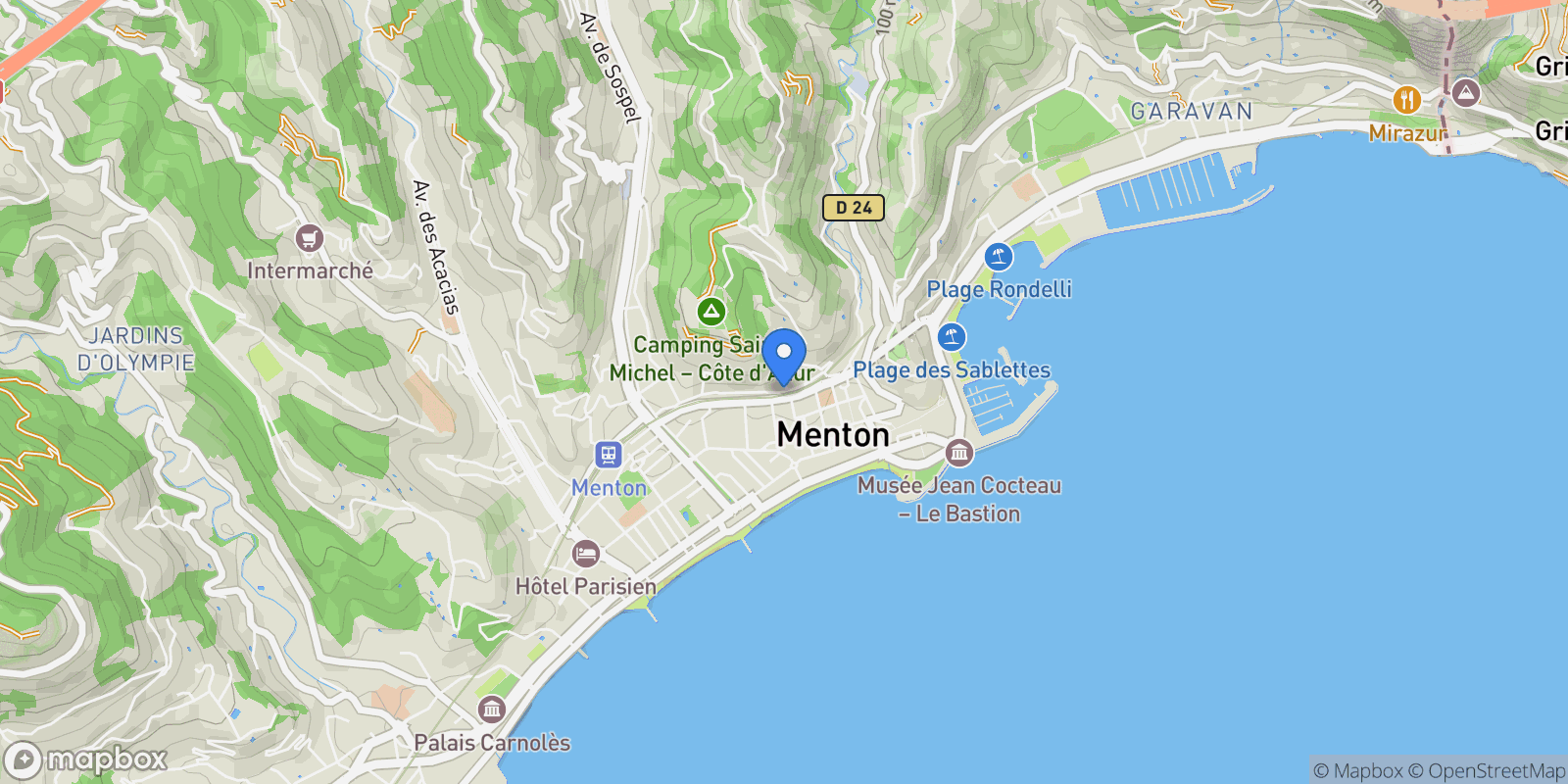 Map showing Menton, Provence-Alpes-Côte d'Azur, France.