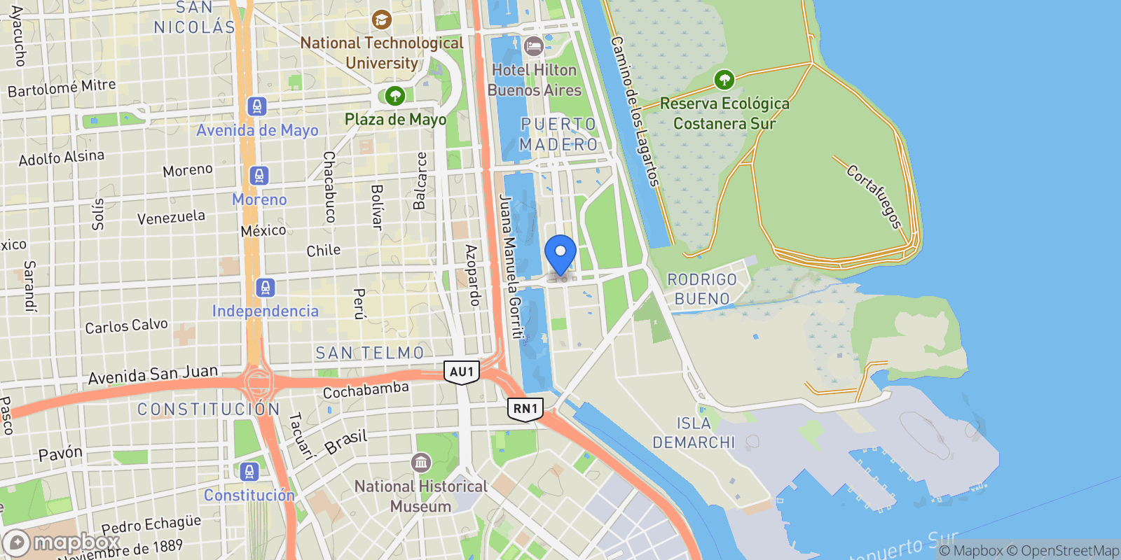 Map showing julieta lanteri al 1200, Puerto Madero, Buenos Aires, Buenos Aires, Argentina.