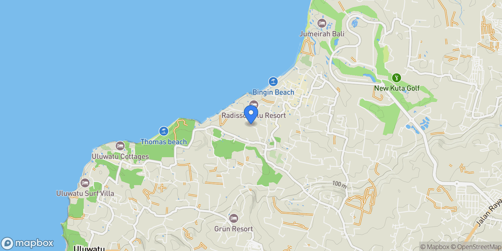 Map showing 54R5+JR9, Jl. Pemutih, Pecatu, Kec. Kuta Sel., Kabupaten Badung, Bali, Indonesia.