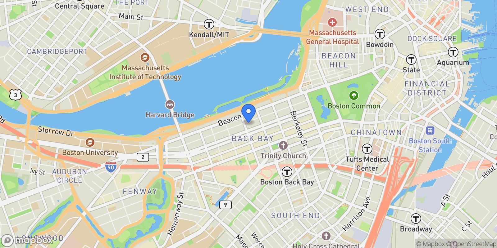 Map showing 190 Marlborough Unit C, Boston, Massachusetts, United States.