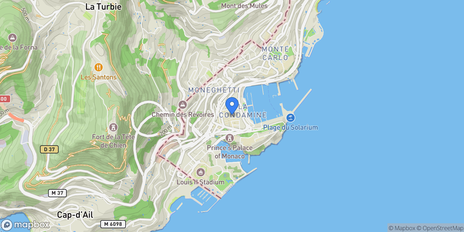 Map showing 2/4, rue Imberty, Monaco, Monaco.