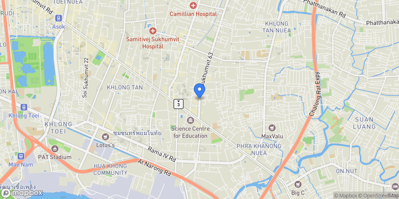 Map showing Bangkok, Ekkamai, Bangkok, Phra Khanong Nuea, Bangkok, Thailand.